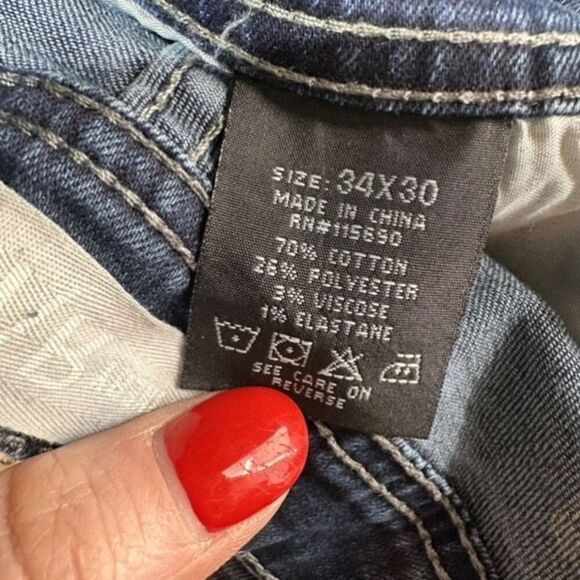 Refinery Republic Mens Slim Straight Leg Denim Jeans Dark Wash Blue Size 34x30 - Picture 6 of 8
